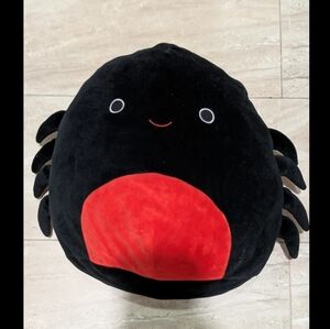 Squishmallow Black Spider Tick Toy - Black with Red Belly